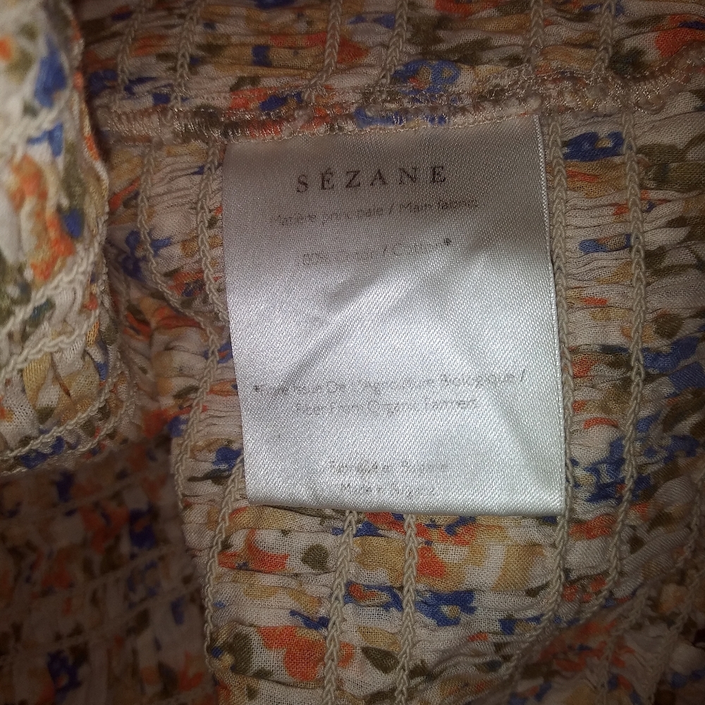 Sezane Mirtha Floral Smocked Puff Sleeve Top - Picture 10 of 11
